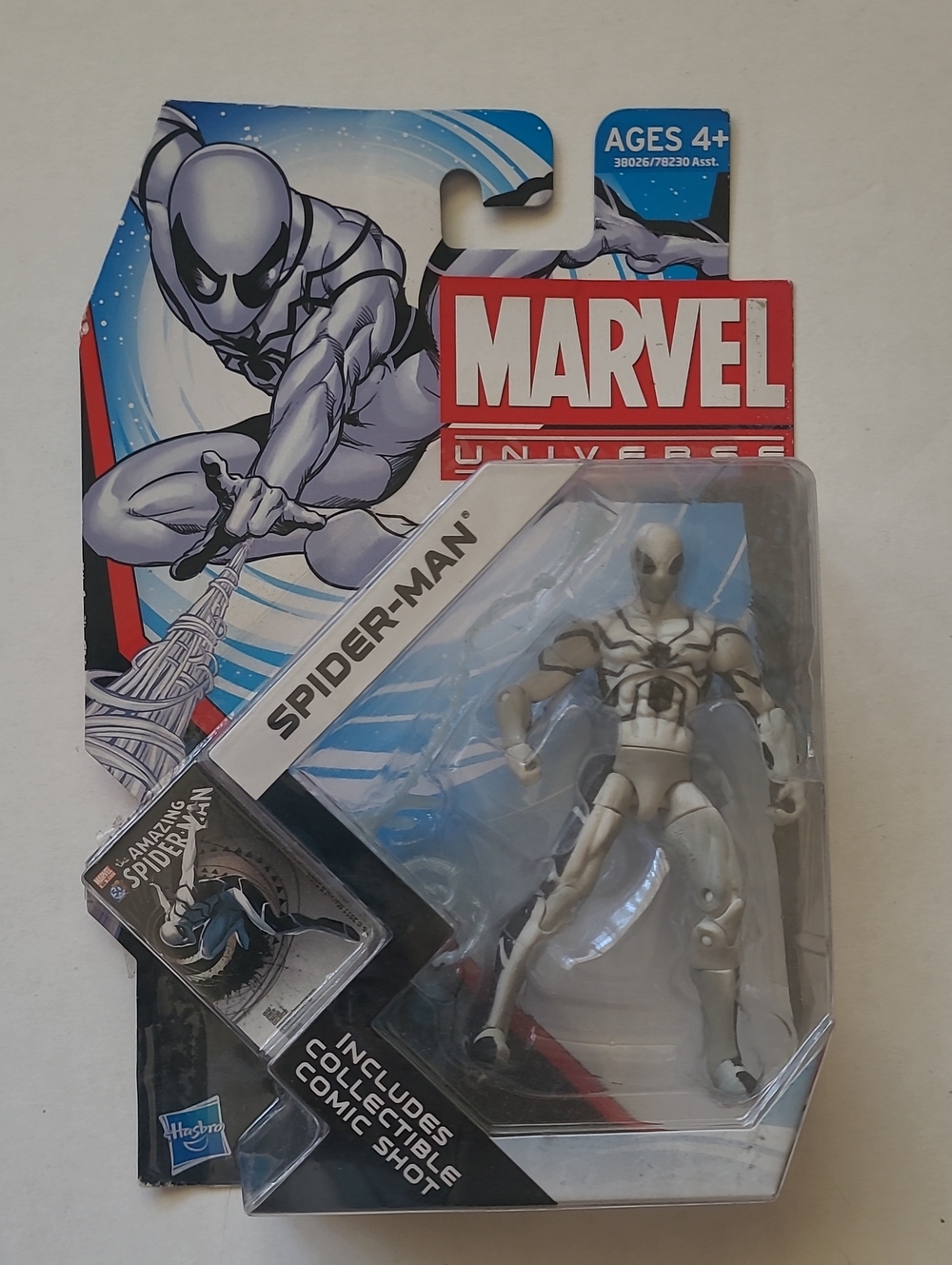 Hasbro Marvel Universe Spider-Man Action Figure, White & Black new